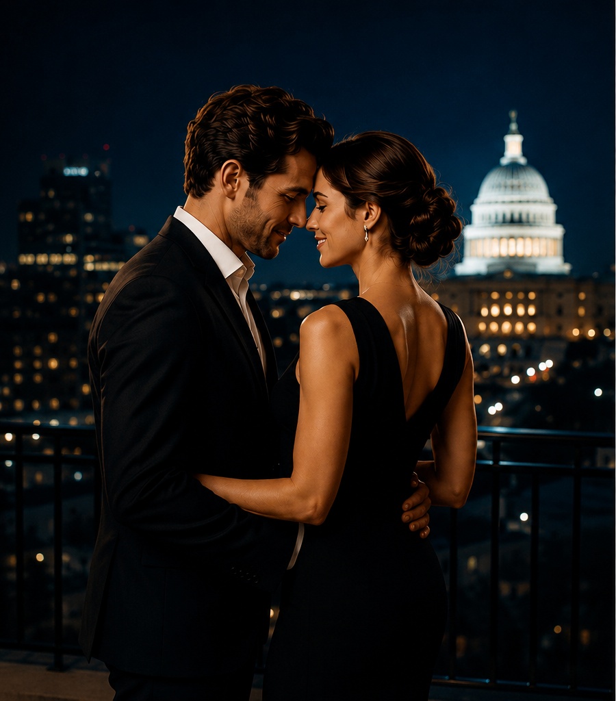 Professional couple sitting together in an elegant lounge